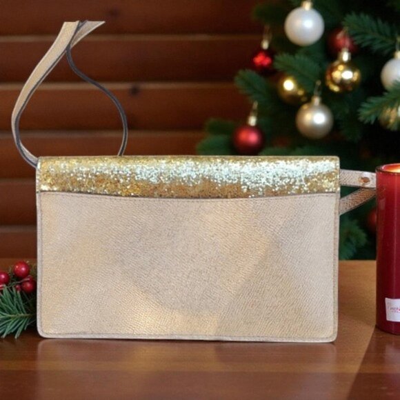 Coach Gold Glitter Crossbody or Clutch bag EUC $395 - Picture 2 of 10